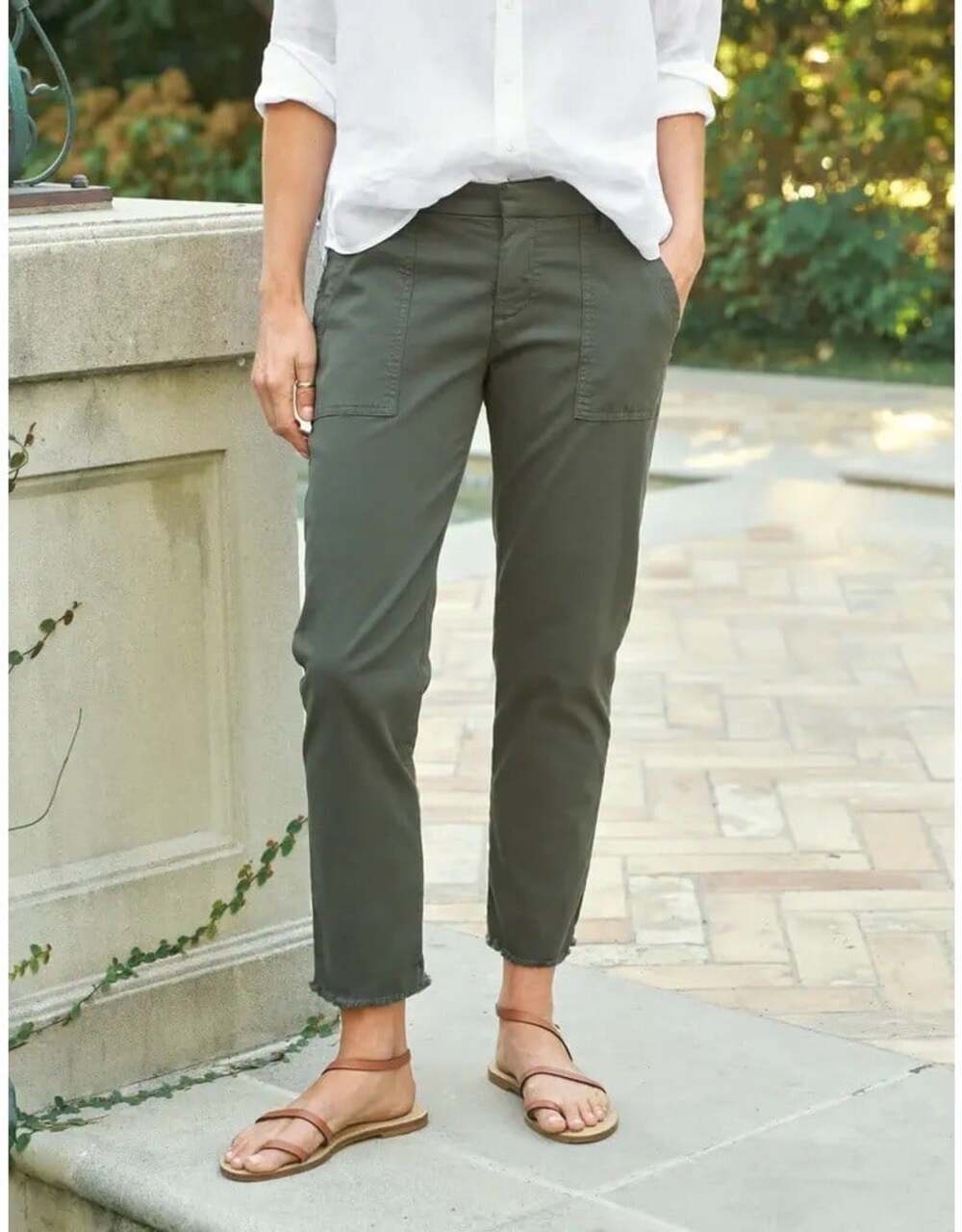 Frank & Eileen‎ Blackrock Italians Utility Pants Womens Size 2 Olive Green Chino